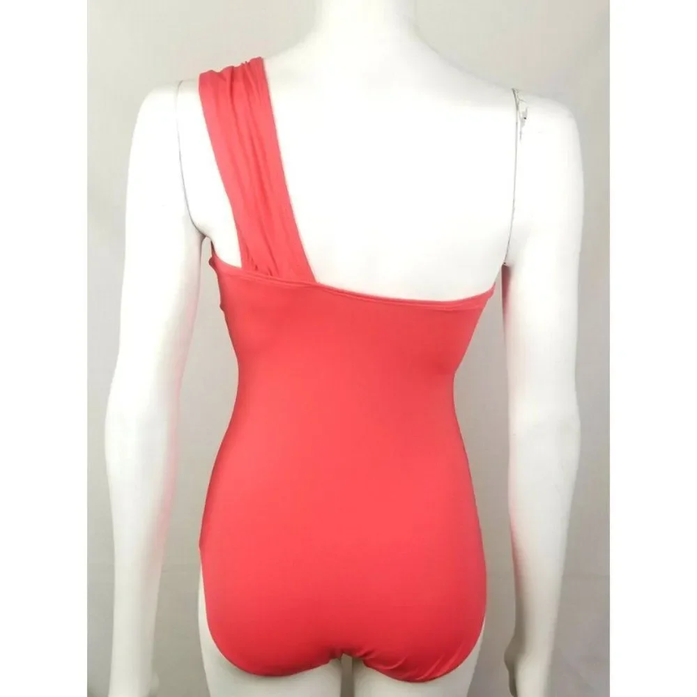 Michael Kors One Shoulder Convertible Gold Plate One Piece wimsuit Size 8